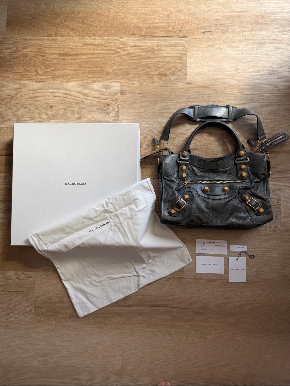 Balenciaga Giant 21 City Anthracite Bag Purse with Rose Gold Hardware